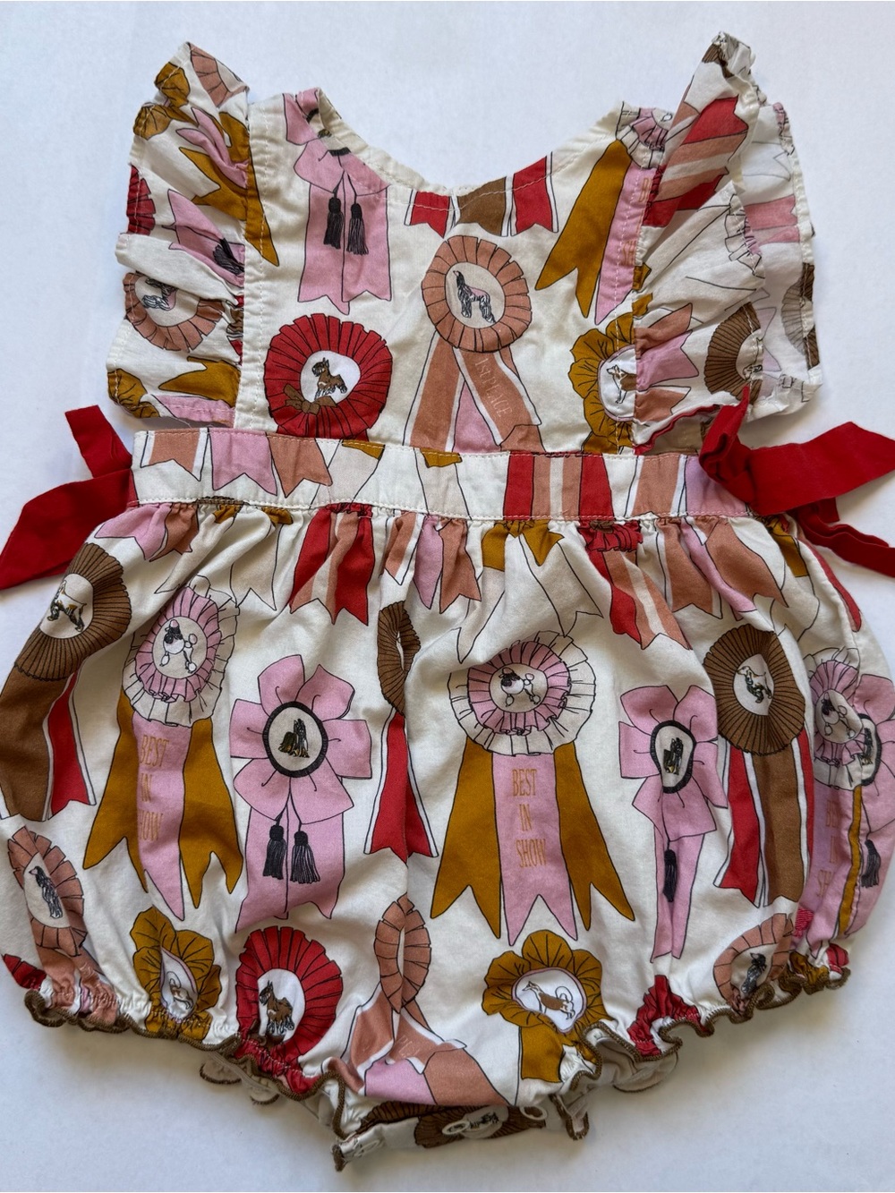 Pink Chicken Romper Best in show Dog Show print bubble